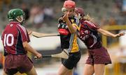 13 August 2011; Aisling Dunphy, Kilkenny, in action against Orla Kilkenny, left, and Aislinn Connolly, Galway. All-Ireland Senior Camogie Championship Semi-Final in association with RTE Sport, Kilkenny v Galway, Nowlan Park, Kilkenny. Picture credit: Pat Murphy / SPORTSFILE