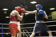 13 August 2011; Tyrone McCullagh, right, exchanges punches with Danny Coughlan during their 56k Final bout. IABA Senior Open Elite Competition 2011, National Stadium, Dublin. Picture credit: Matt Browne / SPORTSFILE