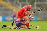 13 August 2011; Kate Kelly, Wexford, in action against Anna Geary, Cork. All-Ireland Senior Camogie Championship Semi-Final in association with RTE Sport, Cork v Wexford, Nowlan Park, Kilkenny. Picture credit: Pat Murphy / SPORTSFILE