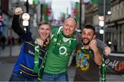 9 March 2017; Ireland supporters, from left, Alan Ryan, Declan Doogan and Benny Guinan, all from Laois, pictured in Cardiff ahead of the Six Nations match between Ireland and Wales at the Principality Stadium in Wales. Photo by Stephen McCarthy/Sportsfile