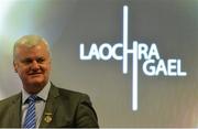 10 March 2017; The popular GAA documentary series Laochra Gael returns with a new season to TG4 next week and was launched in Croke Park this evening by Uachtarán Chumann Lúthchleas Gael Aogán Ó Fearghail. Profiling the feats of Gaelic Games’ greatest players this series has lots in store for GAA fans around the country. Pictured at the launch is Uachtarán Chumann Lúthchleas Gael Aogán Ó Fearghail at Croke Park, Dublin. Photo by Piaras Ó Mídheach/Sportsfile