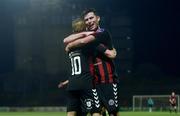 10 March 2017; Keith Ward of Bohemians is congratulated by team-mate Dinny Corcoran after scoring his side's second goal during the SSE Airtricity League Premier Division match between Bohemians and Bray Wanderers at Dalymount Park in Dublin. Photo by David Fitzgerald/Sportsfile