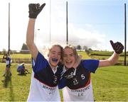 11 March 2017; Katie Murray and her sister Emma Murray of Waterford Institute of Techology celebrate after the Lynch Cup Semi Final match between WIT and UU at Connacht Gaelic Athletic Association Centre of Excellence in Cloonacurry, Knock, Co. Mayo. Photo by Matt Browne/Sportsfile