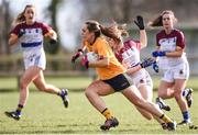 11 March 2017; Aishling Sheridan of DCU in action against Aisling Kelleher of University of Limerick during the O'Connor Cup Semi Final match between University of Limerick and DCU at Connacht Gaelic Athletic Association Centre of Excellence in Cloonacurry, Knock, Co. Mayo. Photo by Matt Browne/Sportsfile