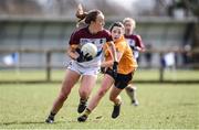 11 March 2017; Caoimhe McGrath of University of Limerick in action against Eva Woods of DCU during the O'Connor Cup Semi Final match between University of Limerick and DCU at Connacht Gaelic Athletic Association Centre of Excellence in Cloonacurry, Knock, Co. Mayo. Photo by Matt Browne/Sportsfile