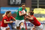 11 March 2017; Hannah Tyrrell of Ireland is tackled by Kerin Lake, left and Elen Evans of Wales during the RBS Women's Six Nations Rugby Championship match between Wales and Ireland at BT Sport Arms Park, Cardiff, Wales. Photo by Darren Griffiths/Sportsfile