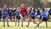 11 March 2017; Niamh Cotter of UCC scores a goal past Deirdre Kearney and Tarah O'Sullivan of UCD during the O'Connor Cup Semi Final match between UCD and UCC at Connacht Gaelic Athletic Association Centre of Excellence in Cloonacurry, Knock, Co. Mayo. Photo by Matt Browne/Sportsfile