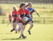 11 March 2017; Caoimhe Condon of UCC in action against Deirdre Foley of UCD during the O'Connor Cup Semi Final match between UCD and UCC at Connacht Gaelic Athletic Association Centre of Excellence in Cloonacurry, Knock, Co. Mayo. Photo by Matt Browne/Sportsfile