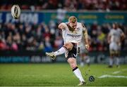 11 March 2017; Stuart Olding of Ulster kicking a conversation during the Guinness PRO12 Round 9 Refixture match between Ulster and Zebre at Kingspan Stadium in Belfast. Photo by Oliver McVeigh/Sportsfile