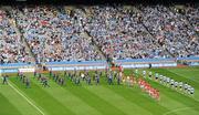 24 April 2011; The Cork and Dublin players follow the Artane School of Music Band during the pre-match parade. Allianz Football League Division 1 Final, Dublin v Cork, Croke Park, Dublin. Picture credit: Ray McManus / SPORTSFILE