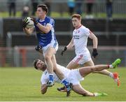12 March 2017; Killian Brady of Cavan  in action against Tiernan McCann of Tyrone during the Allianz Football League Division 1 Round 3 Refixture match between Tyrone and Cavan at Healy Park in Omagh, Co. Tyrone. Photo by Oliver McVeigh/Sportsfile