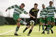 12 March 2017; Jason Heffernan of Kilmallock FC in action against Ben Hickey of Evergreen FC the FAI Junior Cup Quarter Final match between Evergreen FC and Kilmallock FC at Kells Rd, Kilkenny. The FAI Junior Cup Final will take place at Aviva Stadium on the 13th May 2017 - #RoadToAviva. Photo by Sam Barnes/Sportsfile