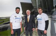 13 March 2017; Dublin footballer Cian O'Sullivan, left, Dr Ronnie Delany, 1956 Olympic 1,500m Champion, and Ireland and Leinster flanker Jordi Murphy, right, in attendance at the launch of the 5K4KENYA Open Run at Leopardstown Racecourse in Dublin. The Transition Year pupils at Blackrock College have organised a fundraising run – 5K4KENYA – to be staged on Sunday 26th March (Mothers’ Day) at Leopardstown Racecourse.  All funds raised will go towards a project that the boys have been working on in recent years with our sister school in the township of Machakos near Nairobi, Kenya. To register for the run go to www.fitlive.ie/5k4kenya. Photo by Stephen McCarthy/Sportsfile