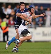 19 August 2011; Lloyd Johansson, Melbourne Rebels, is tackled by Eamonn Sheridan, Leinster. Bank of Ireland Pre-season Series, Leinster v Melbourne Rebels, Donnybrook Stadium, Donnybrook, Dublin. Picture credit: Stephen McCarthy / SPORTSFILE