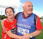 20 August 2011; Cork manager Eamonn Ryan celebrates with Valerie Mulcahy at the end of the game. TG4 All-Ireland Ladies Senior Football Championship Quarter-Final, Dublin v Cork, St Brendan's Park, Birr, Co. Offaly. Picture credit: David Maher / SPORTSFILE