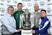 14 March 2017; Pictured are, from left, John Lawlor, Michael Gallagher, Ballincolllig, with Tadhg O'Connell and Kierian Kennelly, College Cornthians, after both teams were drawn against each other the Irish Daily Mail FAI Senior Cup Qualifying Round Draw at FAI HQ in Abbotstown, Co. Dublin. Photo by David Maher/Sportsfile