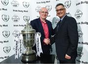 14 March 2017; Fran Gavin, Competition Director, Football Association of Ireland, with David Vaz, Circulation manager DMG Media Ireland, during the Irish Daily Mail FAI Senior Cup Qualifying Round Draw at FAI HQ in Abbotstown, Co. Dublin. Photo by David Maher/Sportsfile