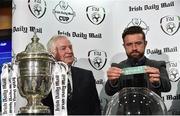 14 March 2017; Shamrock Rovers director of football Stephen McPhail draws the name of Boyle Celtic, alongside FAI president Tony Fitzgerald, during the Irish Daily Mail FAI Senior Cup Qualifying Round Draw at FAI HQ in Abbotstown, Co. Dublin. Photo by David Maher/Sportsfile