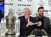 14 March 2017; FAI president Tony Fitzgerald draws the name of Crumlin United, alongside hamrock Rovers director of football Stephen McPhail, during the Irish Daily Mail FAI Senior Cup Qualifying Round Draw at FAI HQ in Abbotstown, Co. Dublin. Photo by David Maher/Sportsfile