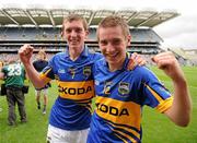 21 August 2011; Tipperary players Seamus Kennedy, left, and Bill Maher celebrate victory. GAA Football All-Ireland Minor Championship Semi-Final, Roscommon v Tipperary, Croke Park, Dublin. Picture credit: Ray McManus / SPORTSFILE
