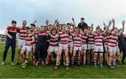 15 March 2017; Coláiste Iognáid players celebrate after the Top Oil Connacht Schools Senior Cup Final match between Coláiste Iognáid and Summerhill College at The Sportsground in Galway. Photo by Piaras Ó Mídheach/Sportsfile