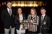 15 March 2017; In attendance during the Coin Toss in Advance of The Annual Colours 2017 Boat Races, that will take place on Saturday the 18th of March, are from left, Max Murphy of UCD, Ruth Gilligan of UCD, Megan Jungmann of Trinity College and Cian Flynn of Trinity College, at UCD, in Belfield, Dublin 4. The first race will take place at 13:30 for the novice women, 14:00 for the novice men, 14:30 for the senior women and finally 15:00 for the senior men. All races will see University College Dublin and Trinity College Dublin start at O Connell Bridge and finish at James Gate. Photo by Sam Barnes/Sportsfile