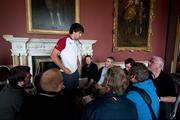22 August 2011; Ireland's Conor Murray is interviewed by journalists during the Ireland Rugby World Cup Team Announcement. Carton House, Maynooth, Co. Kildare. Picture credit: Brendan Moran / SPORTSFILE