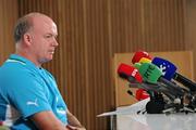 25 August 2011; Ireland Head Coach Declan Kidney  during a press conference ahead of their Rugby World Cup warm-up game against England on Saturday.Ireland Rugby Squad Press Conference, Aviva Stadium, Lansdowne Road, Dublin. Picture credit: Matt Browne / SPORTSFILE