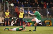 17 March 2017; Bill Johnston of Ireland kicks a penalty against  England during the RBS U20 Six Nations Rugby Championship match between Ireland and England at Donnybrook Stadium in Donnybrook, Dublin. Photo by Matt Browne/Sportsfile