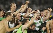 25 August 2011; Shamrock Rovers players celebrate victory over FK Partizan Belgrade. UEFA Europa League Play-off Round Second Leg, Shamrock Rovers v FK Partizan Belgrade, FK Partizan Stadium, Belgrade, Serbia. Picture credit: Srdjan Stevanovic / SPORTSFILE