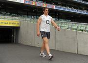26 August 2011; Ireland's Sean O'Brien makes his way onto the pitch for the Squad Captain's run ahead of their Rugby World Cup warm-up game against England on Saturday. Aviva Stadium, Lansdowne Road, Dublin. Picture credit: Pat Murphy / SPORTSFILE