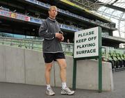 26 August 2011; Ireland's Leo Cullen makes his way onto the pitch for the Squad Captain's run ahead of their Rugby World Cup warm-up game against England on Saturday. Aviva Stadium, Lansdowne Road, Dublin. Picture credit: Pat Murphy / SPORTSFILE
