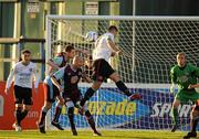 26 August 2011; Dean Bennett, Dundalk, in action against Alan McNally and Dave Rogers, Drogheda United. FAI Ford Cup Fourth Round, Drogheda United v Dundalk, Hunky Dory Park, Drogheda, Co. Louth. Picture credit: Oliver McVeigh / SPORTSFILE