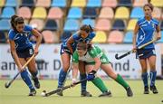 27 August 2011; Shirley McCay, Ireland, in action against Macarena Ronsisvalli, left, Ana Laura Bertarina, and Jasbeer Singh, right, Italy. GANT EuroHockey Nations Women's Championships 2011, Ireland v Italy. Warsteiner HockeyPark, Mönchengladbach, Germany. Picture credit: Diarmuid Greene / SPORTSFILE