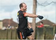19 March 2017; Ciaran McKeever of Armagh celebrates after scoring his side's first goal during the Allianz Football League Division 3 Round 5 match between Louth and Armagh at the Gaelic Grounds in Drogheda, Co Louth. Photo by Eóin Noonan/Sportsfile