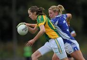 27 August 2011; Aine Tighe, Leitrim, in action against Grainne McGlade, Cavan. TG4 All-Ireland Ladies Intermediate Football Championship Semi-Final, Cavan v Leitrim, Leahy Park, Cashel, Co. Tipperary. Picture credit: Brian Lawless / SPORTSFILE