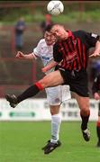 31 March 2002; Peter Hutton of Shelbourne in action against David Morrison of Bohemians during the eircom League Premier Division match between Bohemians and Shelbourne at Dalymount Park in Dublin. Photo by Ray Lohan/Sportsfile