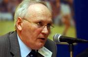 13 April 2002; GAA Trustee Jim Berry of Wexford speaking on day two of the GAA Annual Congress at the Burlington Hotel in Dublin. Photo by Ray McManus/Sportsfile