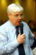 13 April 2002; Meath delegae Pat O'Neill speaking during day two of the GAA Annual Congress at the Burlington Hotel in Dublin. Photo by Ray McManus/Sportsfile