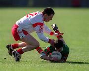 14 April 2002; David Nestor of Mayo in action against Conor Gourley of Tyrone during the Allianz National Football League Division 1 Semi-Final match between Mayo and Tyrone at Brewster Park in Enniskillen, Fermanagh. Photo by Damien Eagers/Sportsfile