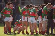 14 April 2002; Dejected Mayo players after their defeat in the Allianz National Football League Division 1 Semi-Final match between Mayo and Tyrone at Brewster Park in Enniskillen, Fermanagh. Photo by Damien Eagers/Sportsfile