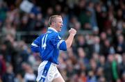 14 April 2002; Jason Reilly of Cavan celebrates scoring a goal during the Allianz National Football League Semi-Final match between Cavan and Roscommon at Cusack Park in Mullingar, Westmeath. Photo by Aoife Rice/Sportsfile