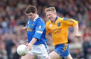 14 April 2002; Larry Reilly of Cavan in action against Ian Daly of Roscommon during the Allianz National Football League Semi-Final match between Cavan and Roscommon at Cusack Park in Mullingar, Westmeath. Photo by Aoife Rice/Sportsfile