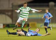 29 August 2011; Pat Sullivan, Shamrock Rovers, gets past the late challenge from Daniel Ledwith, UCD. FAI Ford Cup Fourth Round, Shamrock Rovers v UCD, Tallaght Stadium, Tallaght, Co. Dublin. Picture credit: Barry Cregg / SPORTSFILE