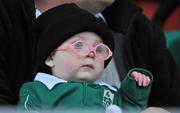 1 September 2011;  Republic of Ireland supporter Ciara Downey aged 9 months from Sligo, watches the game. UEFA Under 21 European Championship 2013 Qualification, Republic of Ireland v Hungary, The Showgrounds, Sligo. Picture credit: Barry Cregg / SPORTSFILE