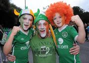 2 September 2011; Seadh, Paul and Paul Og Corcoran, from Blackrock, Dublin, ahead of the game. Supporters at the EURO 2012 Championship Qualifier, Republic of Ireland v Slovakia, Aviva Stadium, Lansdowne Road, Dublin. Picture credit: Matt Browne / SPORTSFILE