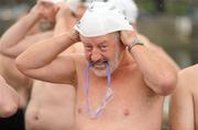 3 September 2011; Jerry Kiersey, Eastern Bay Swimming Club, Dublin, prepares for the start of the 91st Dublin City Liffey Swim. The race was started by Special Olympics athlete Aisling Beacom, from Wicklow town, along with the Lord Mayor of Dublin, Cllr. Andrew Montague. Aisling was one of 126 athletes to represent Ireland at the 2011 Special Olympics World Summer Games in Athens in June where she won a silver medal in the Open Water Swim and a bronze in the 800m. Rory O'Moore Bridge, Dublin. Picture credit: Pat Murphy / SPORTSFILE