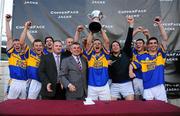 3 September 2011; Kildangan captain Tommy Connors lifts the cup as his team-mates celebrate. All Ireland Hurling Sevens sponsored by Copper Face Jacks. Kilmacud Crokes GAA Club, Stillorgan, Dublin. Picture credit: Dáire Brennan / SPORTSFILE