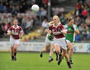 3 September 2011; Fiona Claffey, Westmeath, in action against Yvette Moynihan, Limerick. TG4 All-Ireland Ladies Intermediate Football Championship Semi-Final, Westmeath v Limerick, St. Brendan's Park, Birr, Co. Offaly. Picture credit: Barry Cregg / SPORTSFILE