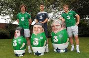 5 September 2011; Republic of Ireland players Kevin Doyle, Stephen Hunt and Shane Long with their replica Russian ‘Babushka’ Dolls created by Three in advance of the team’s crucial European Championship qualifier in Moscow. Three is asking supporters to ‘Go Green with Pride’ and show their support for Giovanni Trapattoni's side for Tuesday's clash with the group leaders Russia. Portmarnock Hotel and Golf Links, Portmarnock, Co. Dublin. Photo by Sportsfile